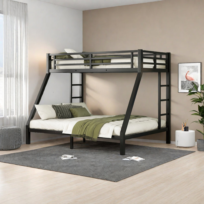 Metal Twin XL Over Queen Bunk Bed For Teens And Adults,Space-Saving/Noise Reduced/No Box Spring Needed, Twin XL Over Queen