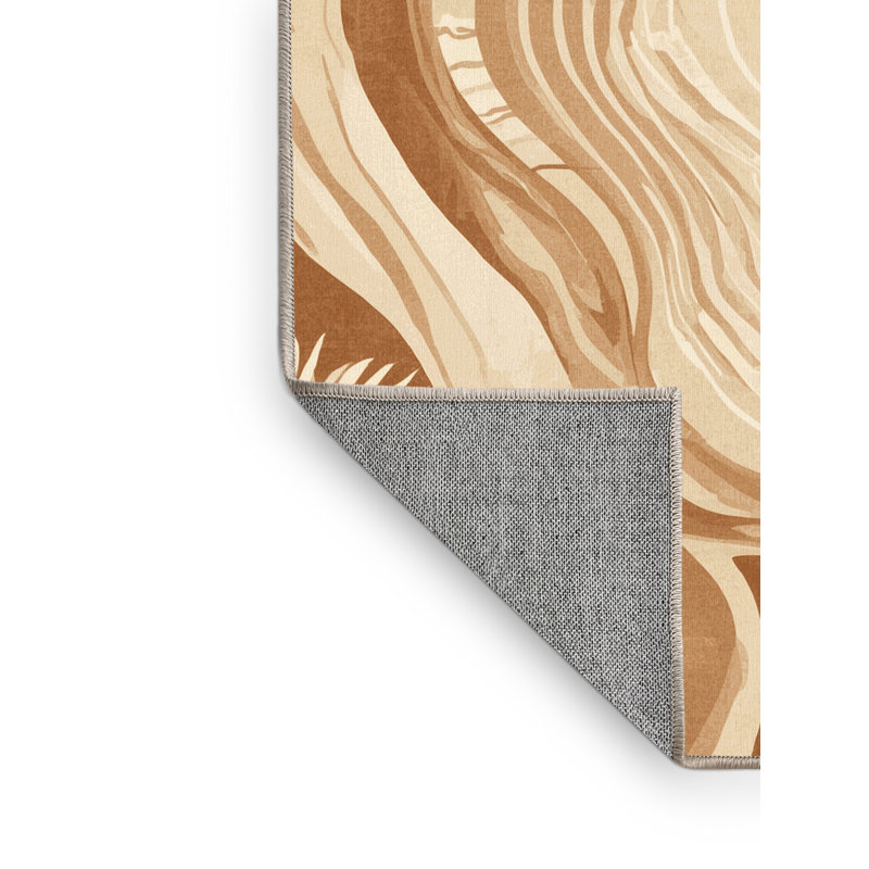Tapis beige délavé à la machine Pacchiana, 6 po de diamètre