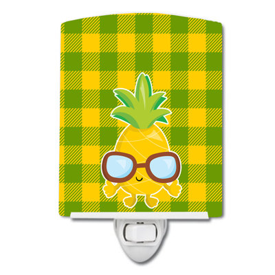 Pineapple Cool Sunglasses Face Ceramic Night Light
