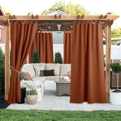 2 Panels Outdoor Curtains for Patio Waterproof, Thermal Insulated Detachable Sticky Tab Top Room Darkening Great Vertical Drape Outdoor Divider for Pergola