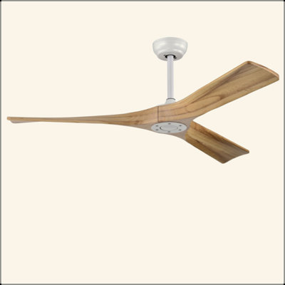 Ventilateur de plafond de 52 po avec télécommande, sans lumières, ventilateur de plafond moderne à 3 pales à moteur à courant continu pour le salon de la chambre à coucher - blanc mat