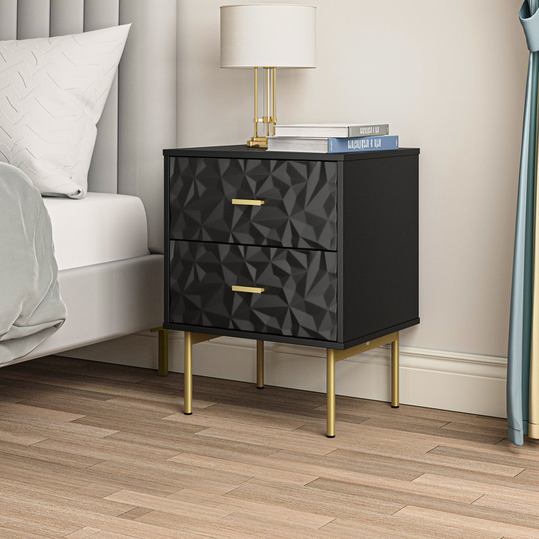 Pruneda 2-Drawer Nightstand with Metal Legs