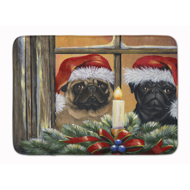 Tapis pour salle de bain Pug Christmas