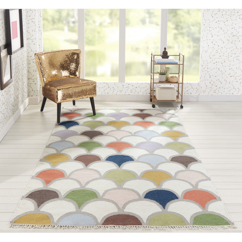 Tapis beige / gris en laine tissé à plat à la main Topanga, Rectangle 2 pi x 3 pi