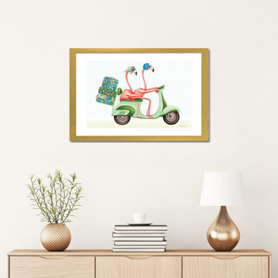 «Flamants roses Vespa» par Amélie Legault - reproduction d'art