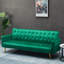 Luxurious Velvet Sofa Bed with Golden Metal Legs, Perfect for Compact Living Spaces and Maximum Comfort.-1114226633