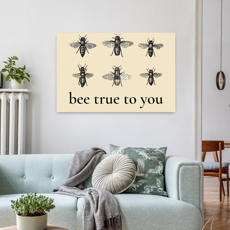 Bee True to You 1 Piece Wrapped Canvas Wall Art, 60.96cm H x 91.44cm W