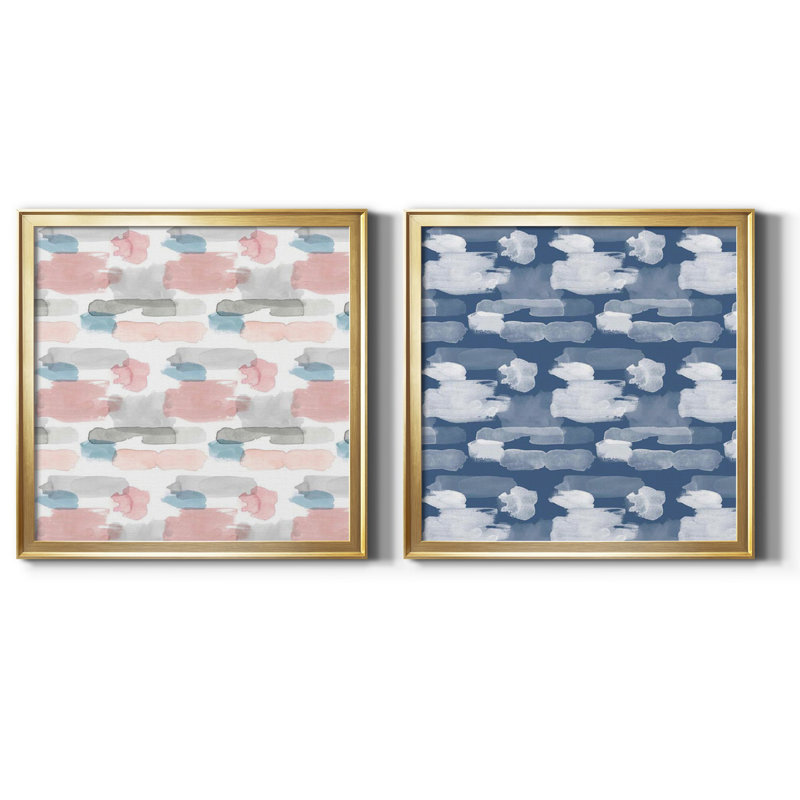 Calm Watercolor Collection H - ensemble de 2 cadres photo Calm Collection H, Toile encadrée dorée, Pas de tapis