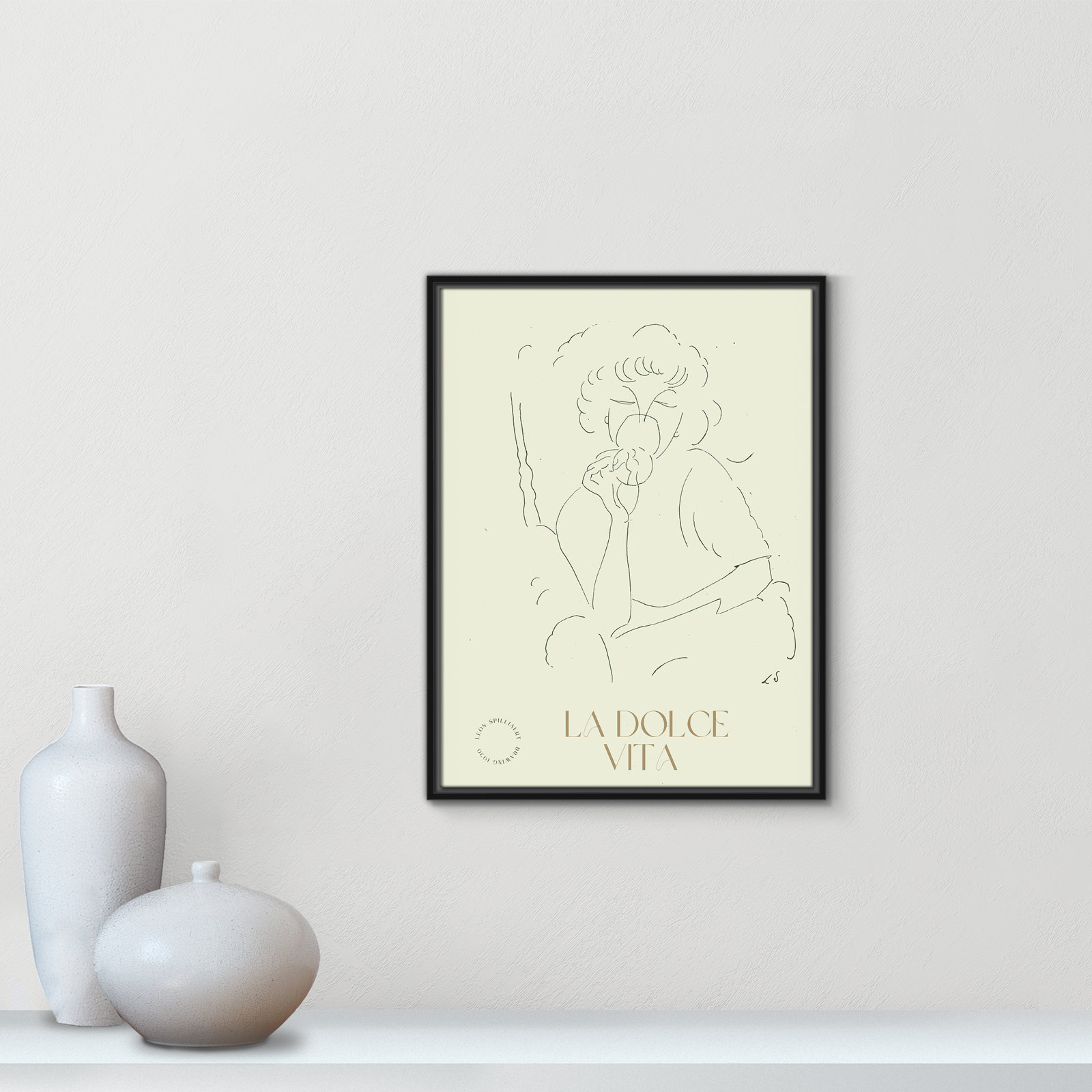 Dottie "La Dolce Vita" Print, 25.5" H x 19.5" W, Black