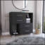 Commode Krista, deux tablettes ouvertes, quatre tiroirs - noir