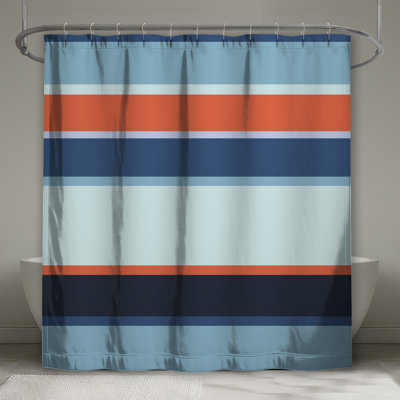 Blue Orange Stripes Shower Curtains Extra Long