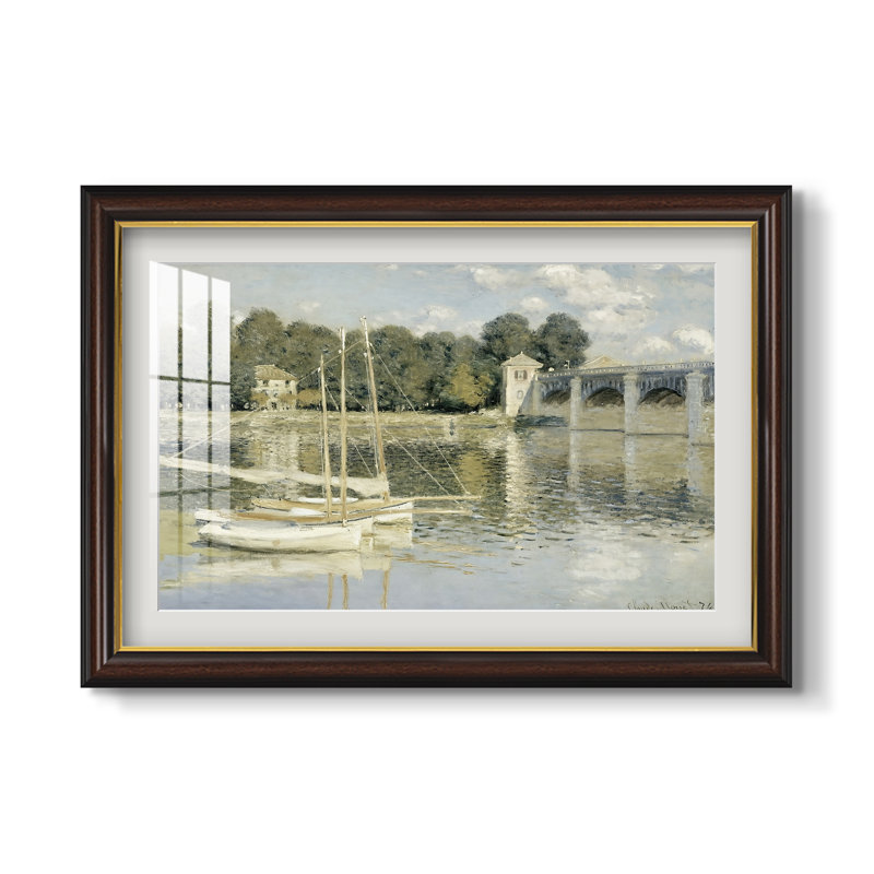 Le pont à Argenteuil, 1874 - Claude Monet - Toile encadrée sur mesure, 16 po x 22 po, Impression encadrée avec passe-partout