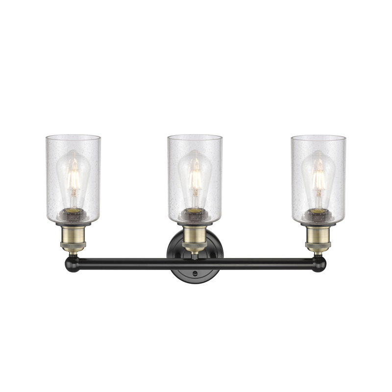 Éclairage pour meuble-lavabo de salle de bain 3 lumières 21,875 pouces Caldello, Laiton antique noir, Bullé