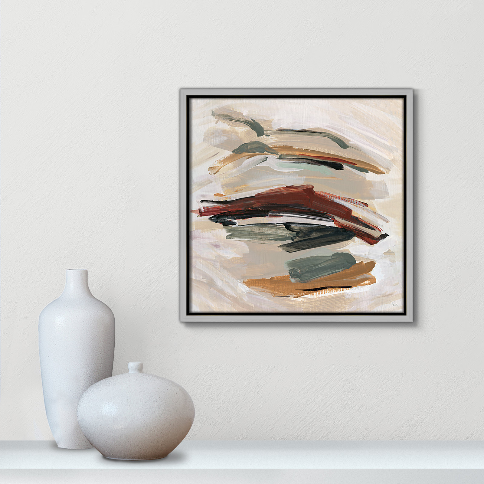 Carmina "Spring Shadows" Painting by Susan Jill, 13.5" H x 13.5" W, Silver 