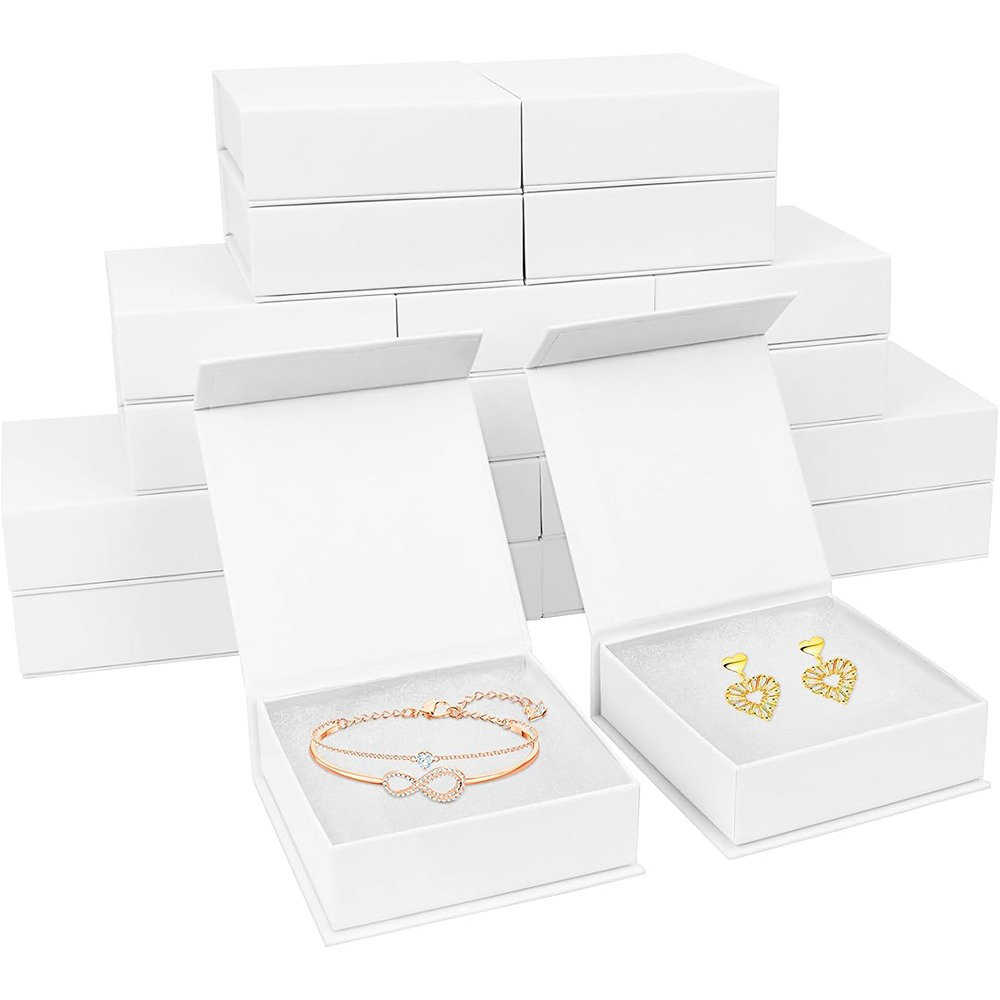 12Pcs Red Cardboard Jewelry Gift Boxes Set - 3.5x3.5x1.2 Inch, With Satin Ribbon & Scissors, For Necklaces, Rings, Earrings - View #3