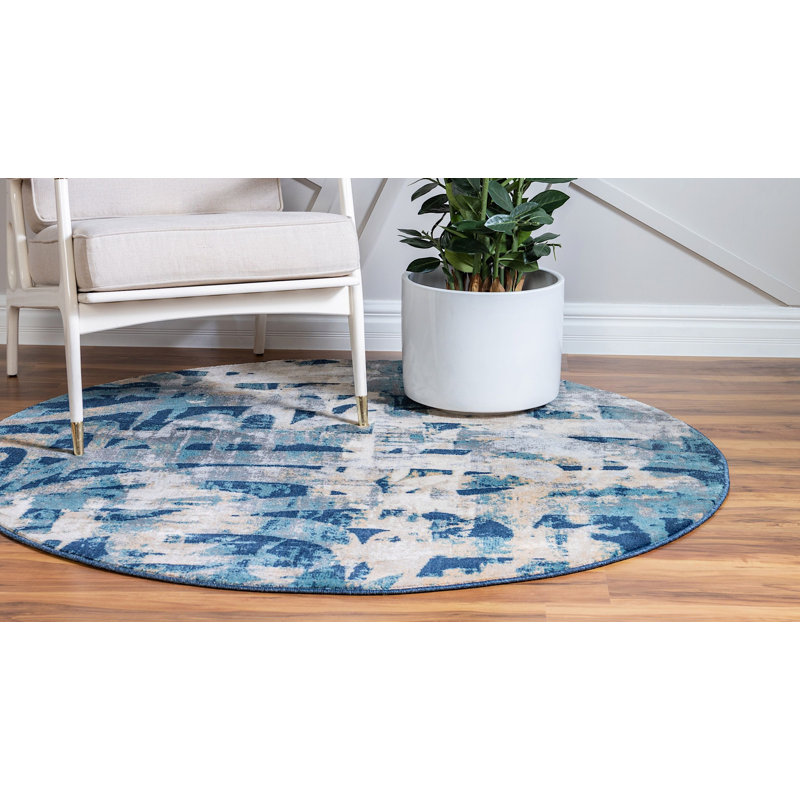 Tapis rond rond en carbone Ikat