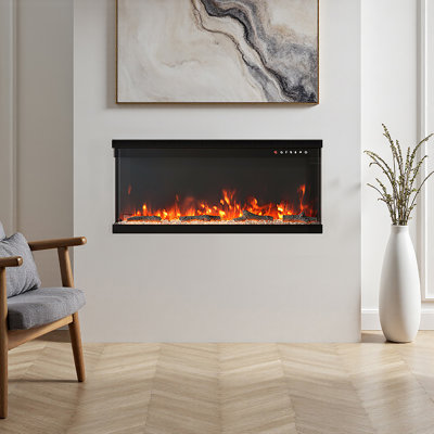 Metro Lane 101.8 cm W Black Electric Fireplace with 5120 BTU