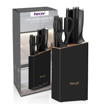 Diamosteel White Knife Set With Block, 7 Pieces Small Knife Block Set With Stainless Steel Blade Ergonomic Handle, Kitchen Knives Set Gifts For Chef