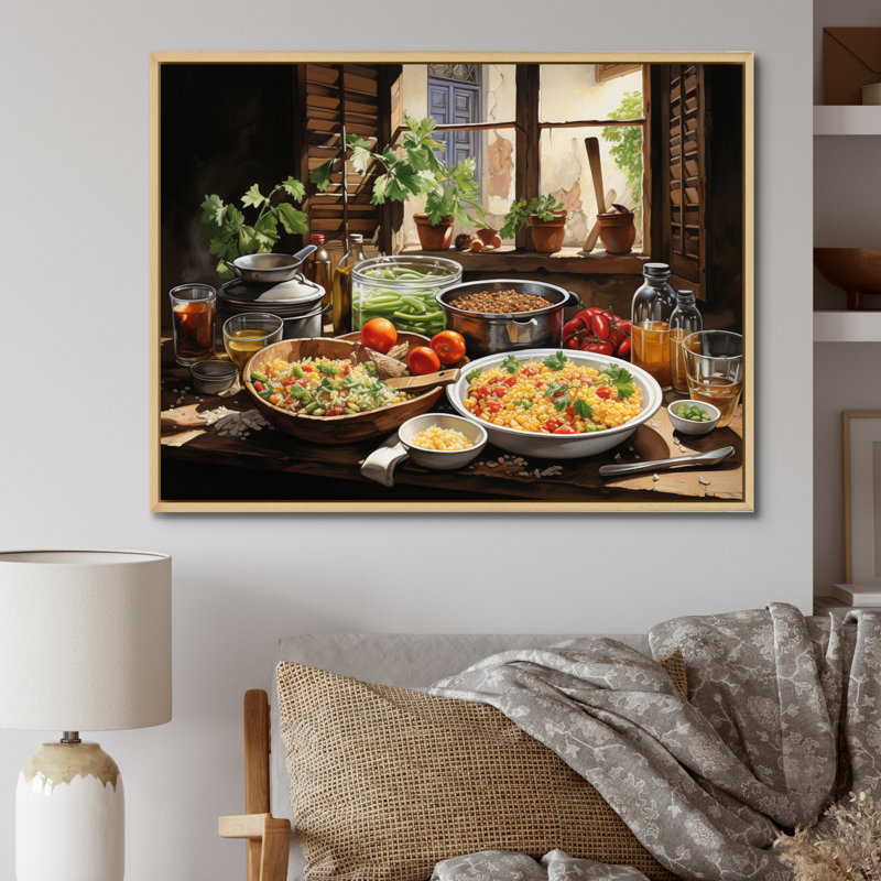 Cuban Cuisine Flavorful II - Food & Beverage Wall Art Prints, 24" H x 32" W, Cadre naturel flottant