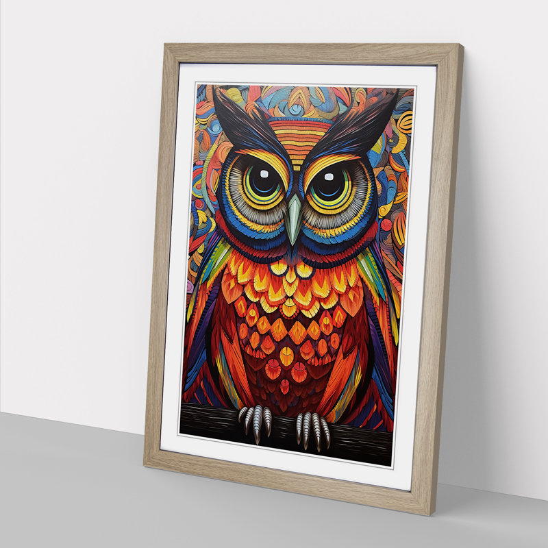 Owl Op - Framed Print, Oak Framed, 34cm H x 25cm W x 2cm D