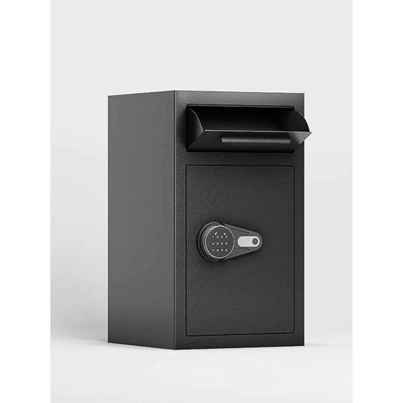 Coffre-fort en acier noir avec système de chute d'objets de valeur