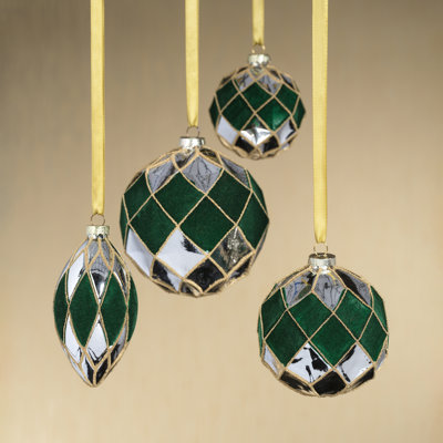 Messina Verde 6-Piece Glass Ornament Set, Ball