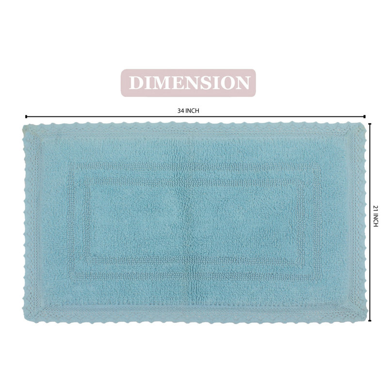 Tapis de bain réversible 100% coton Opulent Bathmat, l 21 po x L 34 po, Aigue-marine