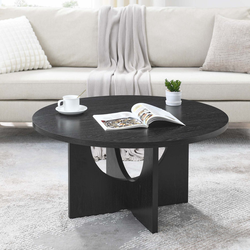  Table basse ronde en bois Boggess, Noir