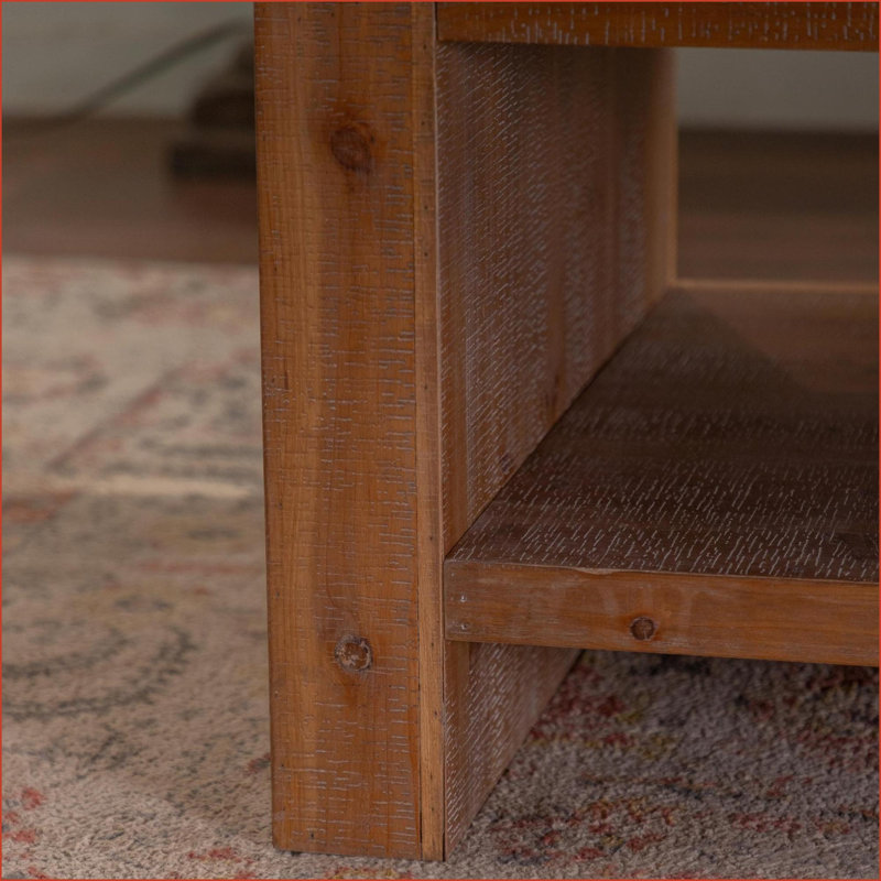 Table basse rustique en bois massif à 2 niveaux pour le salon, facile à nettoyer et amp; Assemblage