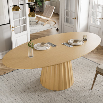 67" Pedestal Solid Wood Oval Dining Table Seats 6
