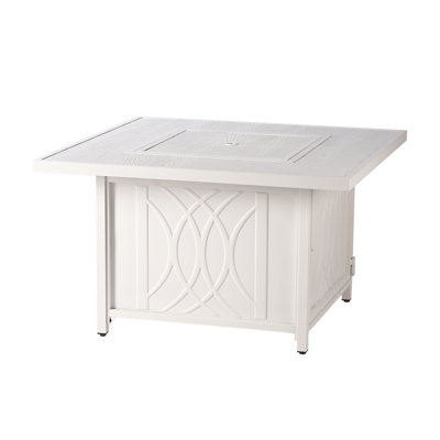 Carré Herr X 42 po Table de foyer en aluminium au propane avec perles de verre, deux couvercles, couvercle, 55 000 Btus
