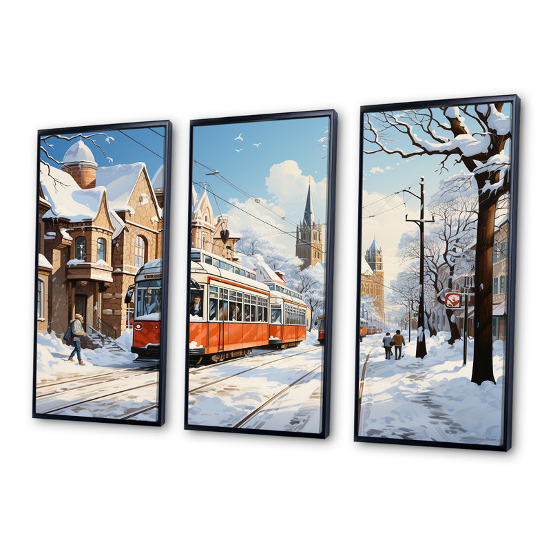 Toronto City In Winter II - City Toronto, art mural, Cadre flottant noir, H 40 po x l 61 po x P 1 po