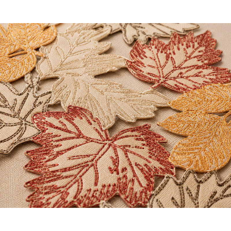 Erasmus Floral Oval Thanksgiving Table Runner, 70" L x 15" W, Beige