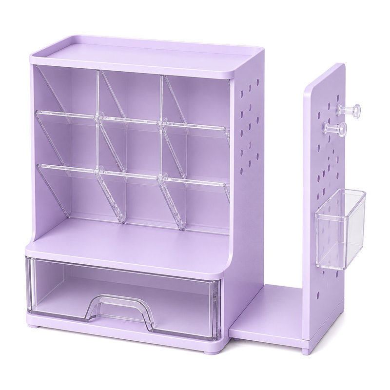 Organisateur de bureau avec serre-livres, panneau perforé et tiroir, porte-stylo et crayon