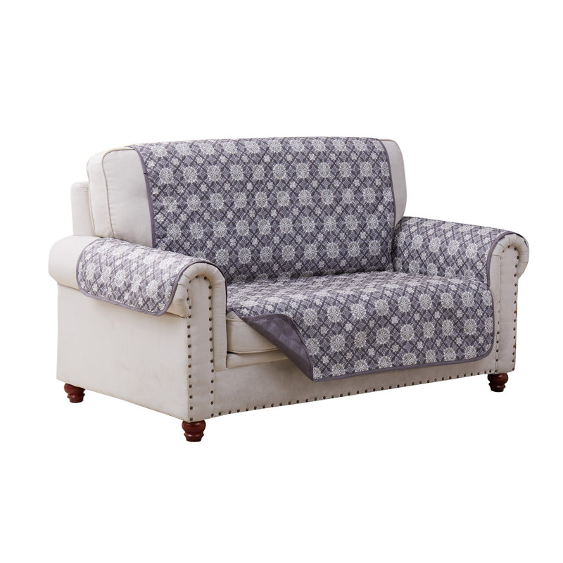 Housse pour causeuse à coussins carrés/rectangulaires, Polyester gris mandala