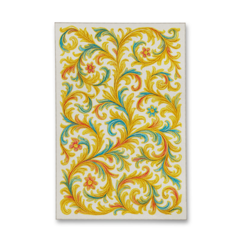 Tapis bleu tissé lavable rétro Mosso, 2' x 2'11"