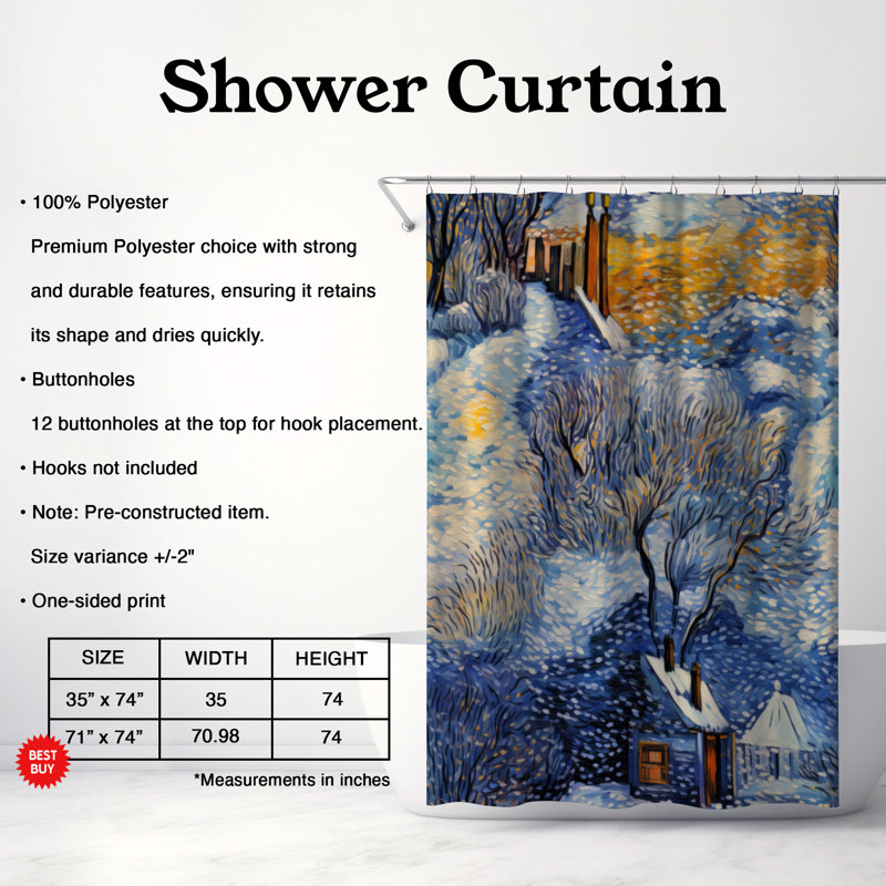 Rideau de douche Winter's Early Light - Premium, H 74 po x l 71 po