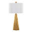 Lampe de table contemporaine en polyrésine de 29 po Pompéi en polyrésine dorée et lin blanc