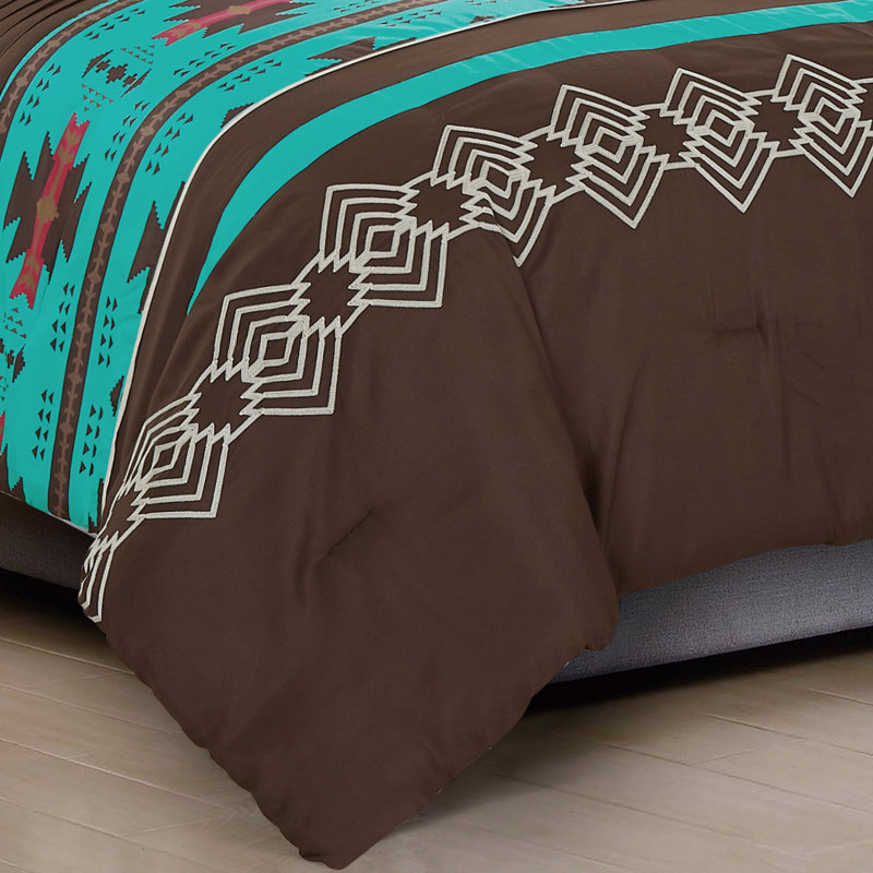Box Stitch Log Cabin Comforter, King Comforter + 2 Standard Shams