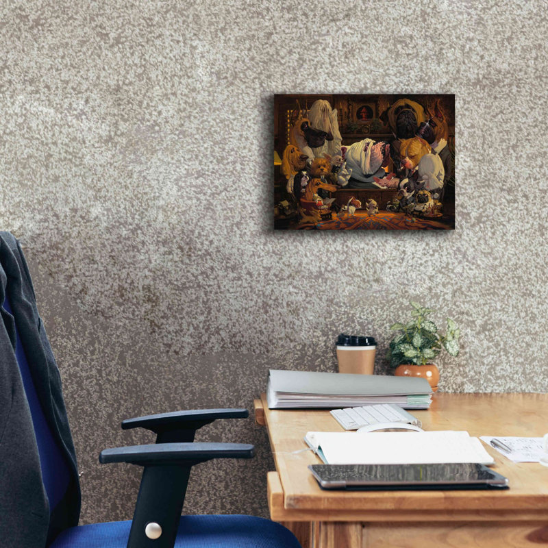 «DogFather» par Thomas Fluharty, estampe numérique sur toile, H 12 po x l 16 po x P 0,75 po