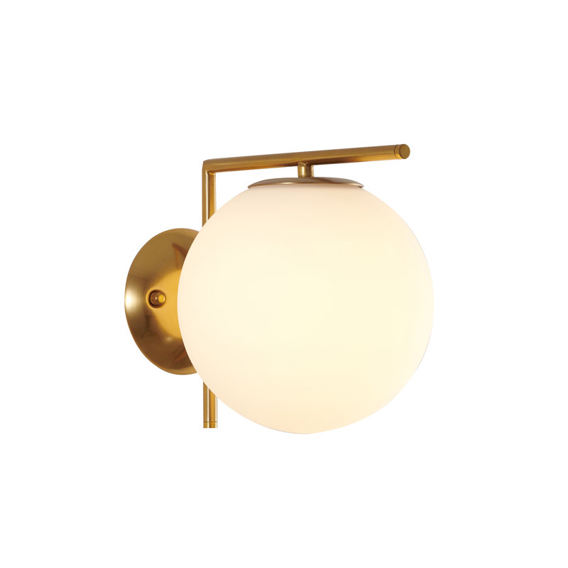 Transitional 1 Light Glass Shade Wall Sconce, Brass Iron