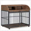 Meuble pour chien en bois robuste de 44 pouces avec roues verrouillables et rangement double couche, idéal pour les chiens de taille moyenne à grande
