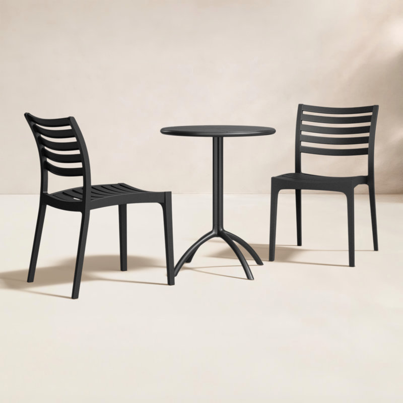 Jacinta 2 - Person 23.6" Bistro Set, Black