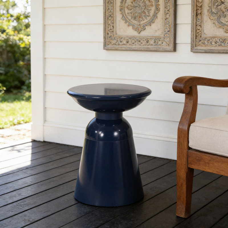 Outdoor Iron Side Tables with Flared Desig, 1, Navy Blue