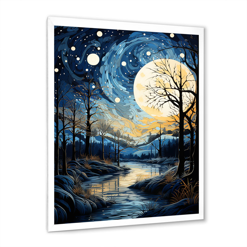 Indigo Intrigue Water Stream sur toile, Cadre photo blanc, H 32 po x l 24 po x P 1 po