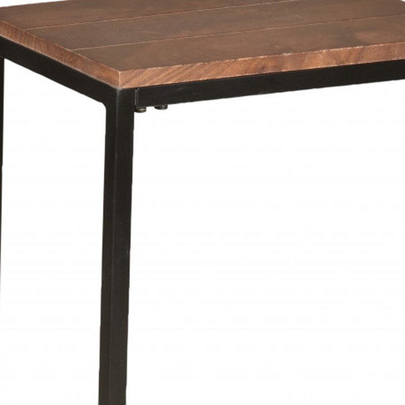 Kasib Solid Wood Top End Table, Black, Chestnut