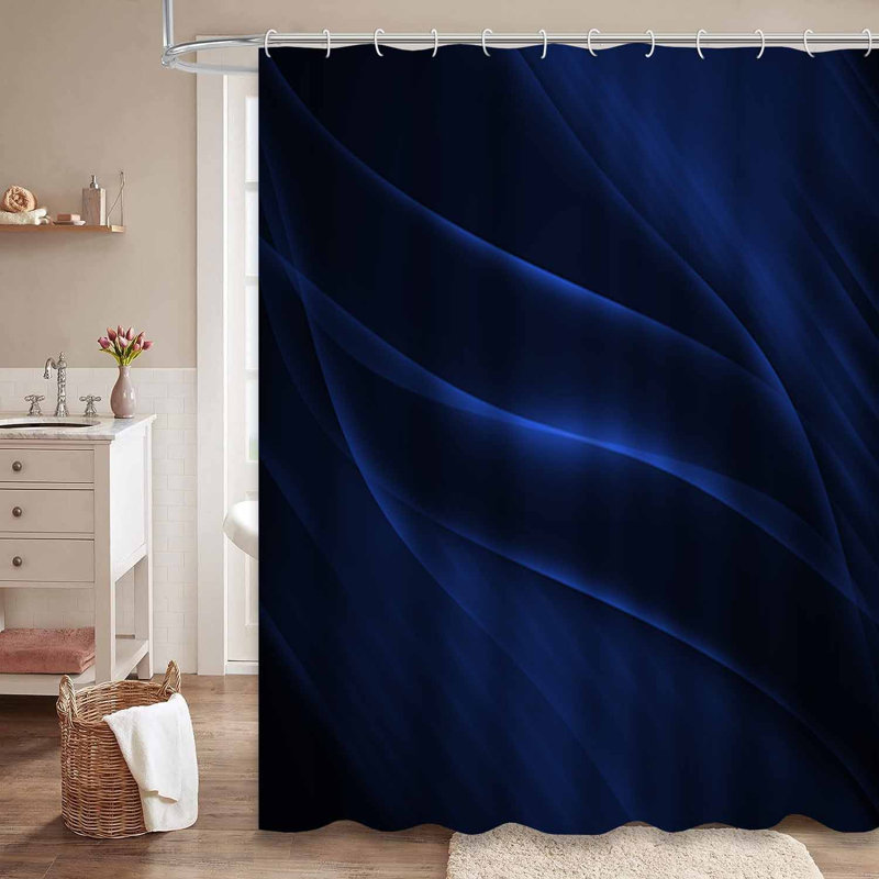 Rideau de douche bleu foncé à 12 crochets, L 72 po x l 78 po
