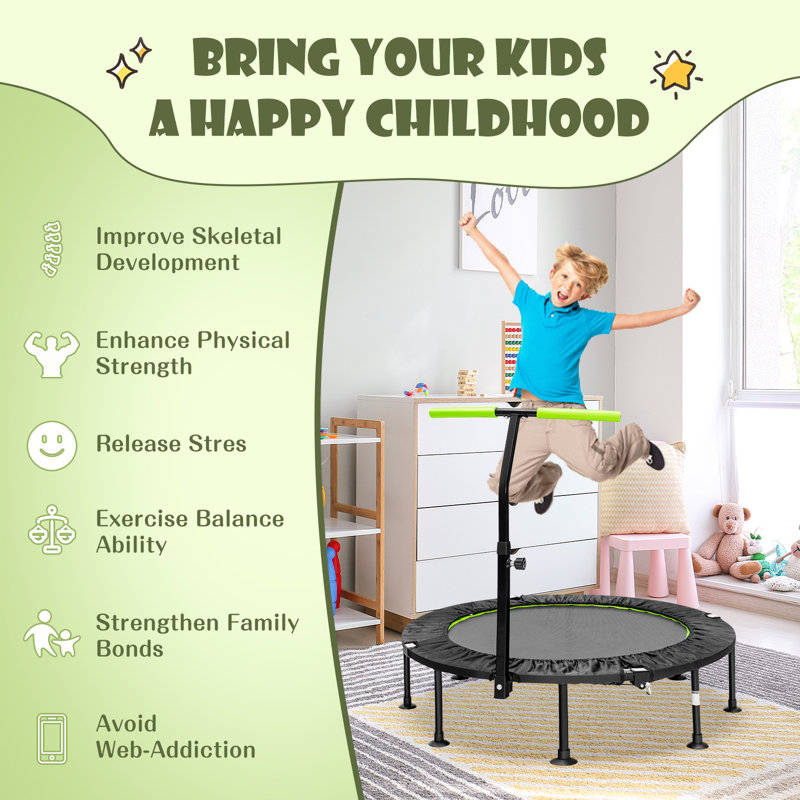 Albricus Freeport Park ft Round Fitness Trampoline with Handlebar