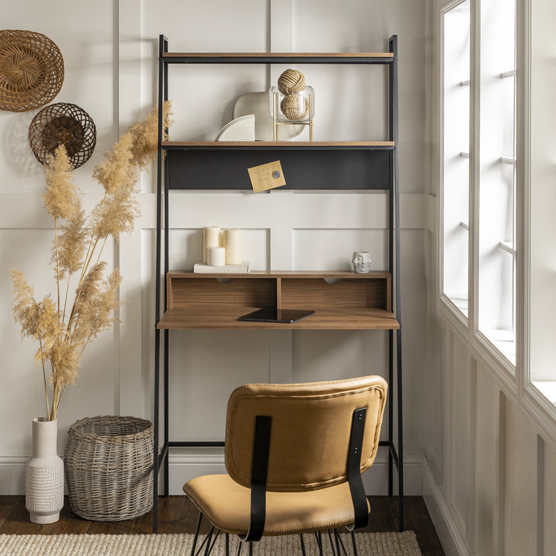 Walburg Metal Base Leaning / Ladder Desk, Mocha