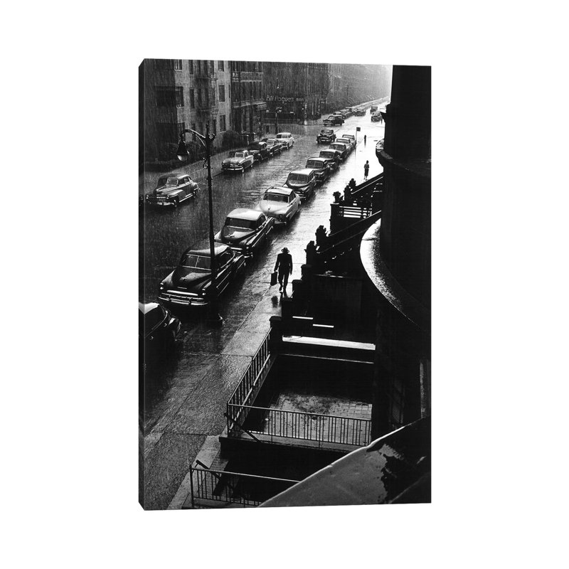 Man In Rain (NYC, 1952) by Ruth Orkin - Print on Canvas, 101.6 cm H x 66.04 cm W x 1.91 cm D, No Framed